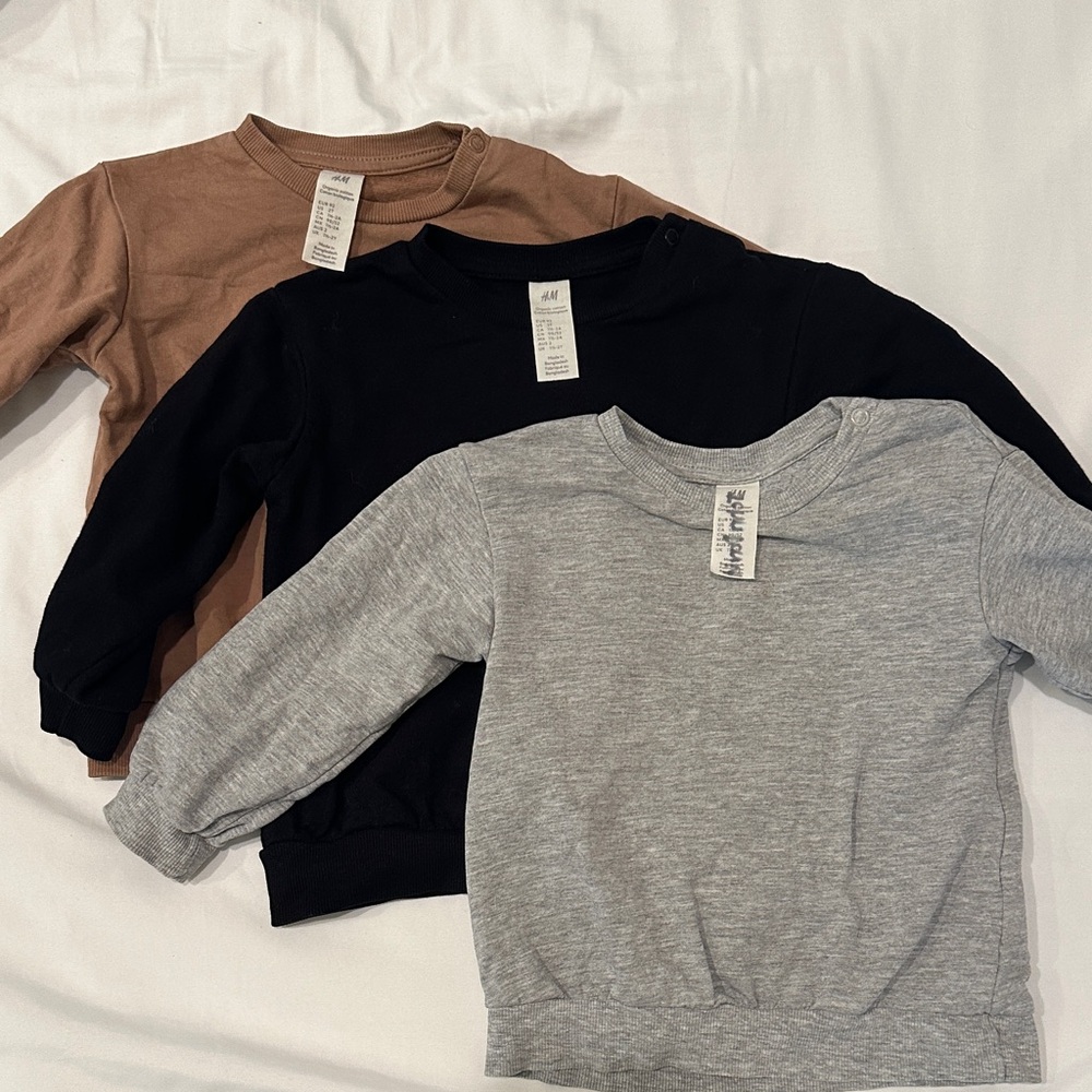 H&M Kids Sweatshirt Trio - Tan, Black, Gray